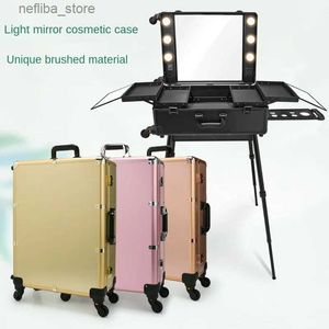 Cosmetic Bags New Trolley cosmetic case Rolling luggage Makeup ToolboxDetachable Foldable Beauty Box dressing table suitcase bag Professional L410