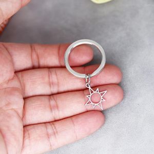 Keychains Nedar Vintage Shinning Sun Charm Car Keychain Gift Stainless Steel Geometric Key Chains Pendant For Bag Key-ring Holder Jewelry