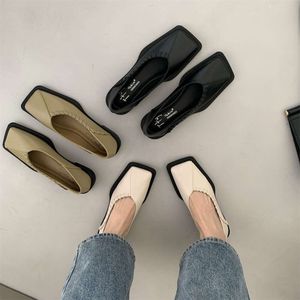 Shoes for Women 2023 Flat Ladies Summer Footwear Flats Green Square Toe Wholesale on Promotion Elegant Dress Comfortable Stylish