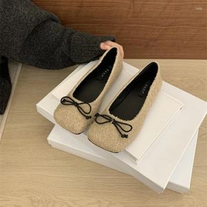 Casual Shoes Models Comfortable And Elegant Flat Bottomed Shallow Mouth Square Toe Bow Spring Autumn Clothing Retro