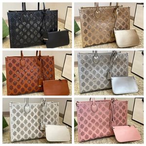 TOP Ophidia fashion letter logo hollow diamond pattern decorative leather retro casual tote bag handbag medium female classic black