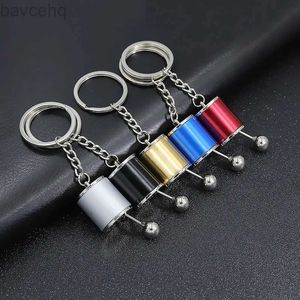 Keychains Lanyards Creative Car 6 Speed ​​Gearbox Gear Head Keychain Manual Transmission Spak Metal Key Ring Car Refitting Metal Pendant Keychain D240417