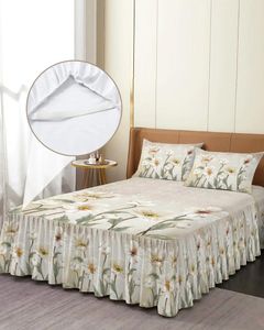 Sängkjol vintage blommor elastisk utrustade sängöverdrag med örngott skyddande madrass täcker sängkläder set ark
