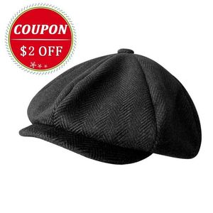 Beralar Mens Cap 2021 Yeni Erkek Newsboy Şapkaları Vintage Herringnone Octagon Cap Kadın Beralar Gatsby Düz Şapka Blm73 D24417