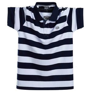 Men Polo Shirt Summer Mens Casual Breathable Plus Size 5XL 6XL Striped Short Sleeve Pure Cotton Fashion Clothes 240403