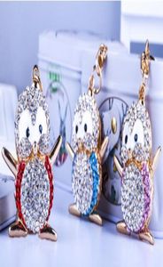 Cartoon penguin shape key chain Creative 3 colors diamond metal cute penguin key ring Bag fashion accessories3682653