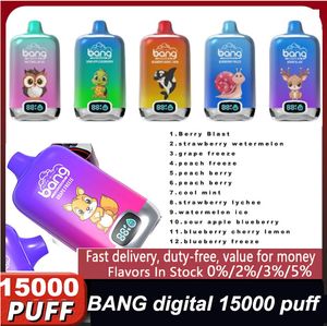 Оригинал Bang 15000 Puff Ondestable E-сигареты Vaper Digital Box Display Pen Сетка катушка Big Vapor Bang Vapes 15K Перезаряжаемая шар