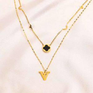 Vancellef halsband Klassisk kvinnor Designer Halsband Choker Pendant Chain Gold Plated rostfritt stål Bokstav halsband bröllop smycken