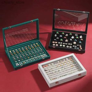 Tillbehör Förpackningsarrangörer Ringar/örhängen Arrangörsfack med Clear Lock 10 Slots Velvet Drawer Insert Jewelry Storage Box Y240417