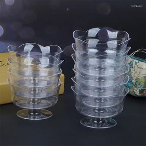 Tallrikar 10st Creative Transparent Lotus Shape Dessert Cups Mousse Plastic Container Cake Fruits Packaging