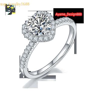 Lovely Heart Engagement Rings in Stock Sterling Sier Jewelry Plated Ring Gold for Women with Moissanite 1ct 6.5mm