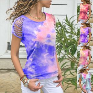 2024 Designer T-shirt Kvinnor Fashion Women's Tie-Dye Pornographic Flower Dew Short Sleeve T-shirt Stor storlek