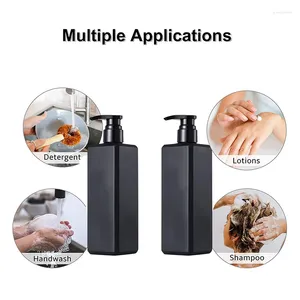 Liquid Soap Dispenser Pair 500ml Black Plastic Empty Bottle Dish Hand Lotion Pump Shampoo Container Refillable For Kitchen Decor