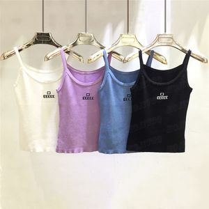 Designer Sling Vest Knits Tees For Women Embroidered Letters Top Fashion Knitted T Shirts Short Style Tanks Designers Tops