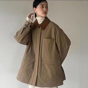 Kvinnors trenchockar Vintage Turn-down Collar Safari Style Jackorwomen Japan Casual Split Long Yori Fdios 2024 Autumn Winter Outwears