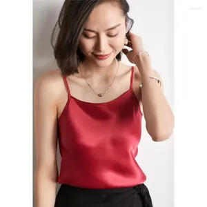 Women's T Shirts Silk Camisole Vest For Women In Summer Wearing Solid Colored Mulberry As A Base And Small Shirt Sli