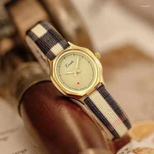 Relógios de pulso retro octógono look quartzo assiste uma pequena mulher elegante, assista aos acessórios de mulheres de aço inoxidável para