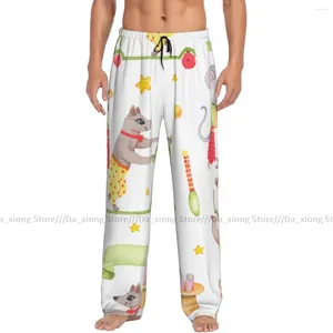 Mäns Sleepwear Men Sleep Bottoms Male Lounge Byxor Akvarell Cirkus Monkey Dog Mouse Pyjama Pants