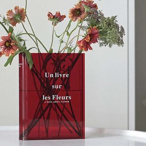 Vasos hidropônicos Livro vaso de forma de flor acrílica para disposição seca Decoração de potência Decoração da sala de casa 240127