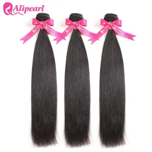 Ali Pearl Hair Straight человеческие пакеты сделки с перуанским 100% плетением 1036 дюймов натурального цвета remy 240402