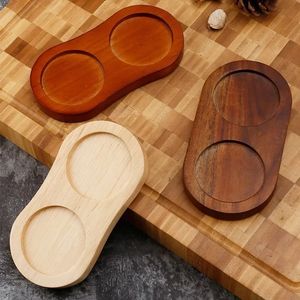 2024 Pepper Mill Tray Bamboo Salt Pepper Shaker Stand Tray Tea Tray Wood Kitchen Storage Holder Home Decoration Crafts for bamboo pepper