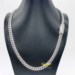 Menshalsband 8mm 10mm 12mm 13mm VVS Moissanite Diamond Clasp Solid 925 Silver Iced Out Miami Cuban Link Chain Hip Hop Jewelry