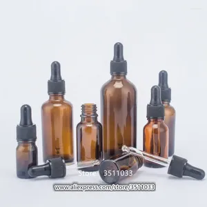 保管ボトル20pcs 5ml 10ml 15mlアンバーガラス化粧品エッセンシャルオイルボトル空の茶色のエッセンコンテナ目滴下液液液液液