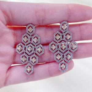Античный топаз бриллиантовой серьга 100% Реал 925 Серьмовые серебряные серебряные серебряные серьги для женских свадебных украшений