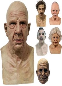 Party Masks Old Man Scary Mask Cosplay Full Head Latex Halloween Horror Masquerade Headgear Decor3781164