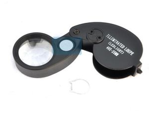 Folding 40x 25mm glasögon Magnifier smycken titta på kompakt lupa led ljuslampa förstoring glasmikroskop lupas de dumento loupe8007348