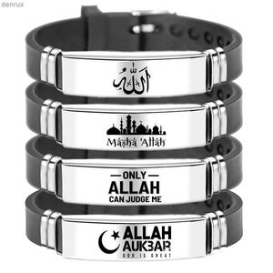 Armreifen Muslim Islam Allah Armband Barmband Edelstahl Arabisch Shahada Silicon Braceletsl240417