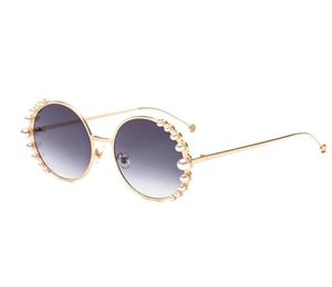 Solglasögon 2021 Luxury Pearl Women Fashion Metal Frame Round Brand Designer Mirror Sun Glasses UV4003668889
