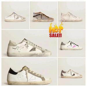 Top golden sneakers men dress shoes designer women superstar dirty super star black white pink green ball star trainers