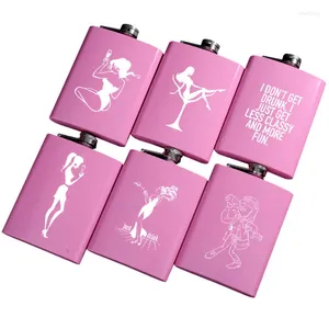 Hip Flasks 50Pcs/Lot 8 OZ Plum Rose Red Metal Stainless Steel Flask For Women Lady Drinking Quotes Gift Fashion Wine Pot Flagon