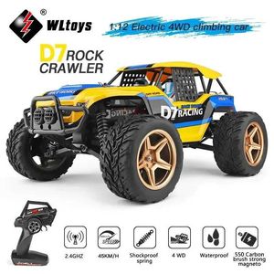 Diecast Model Cars Wltoys 12402 104311 12429 1 12 Rock Track RC Vehicle 50kmh Four Wheel Drive Electric High Speed ​​Off Road Drift Remote Control Barn T J240417