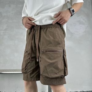 Large Pocket Workwear Shorts For Men Summer Breathable Quick Drying Casual Capris Streetwear Solid Color Cargo Short Pants 240412