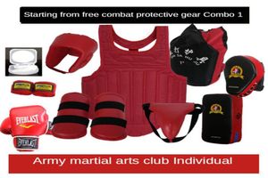 Vollständige Set von Sanda Protective Gear Adult Children Martial Arts Club Kämpfe Boxtraining Ausrüstung Tatsächlicher Kampfanzug Elbow K4859253