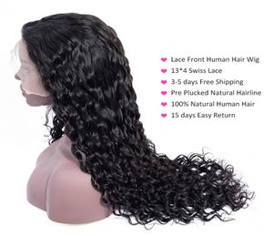 Toppkvalitet Människohår 40 tum Curly Full Lace Human Hair Wignatural Black Long Curly Brasilian Hair Lace Wig For Women4953226