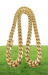 18K Gold Plated Halskette hochwertige Miami Cuban Link Chain Halskette Punk Edelstahlschmuck 1041604