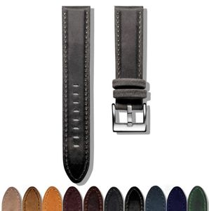 Titta på Bands Hemsut äkta läderklockband Armband Snabbutgåva Dark Grey Calf Replacement Watch Strap For Women Men 18 20MM2802475