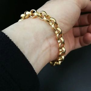Guldfärg Belcher Bolt Ring Link Män Kvinnor Solid Armband Jewllery i 18-24 cm Längd 240402