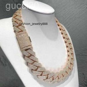 Smycken diamant guld halsband 20 mm bredd 3 rad hopp höft is ut moissanit diamanter kubanska länk kedja halsband designer armband gratis frakt d8rt 5cvf voo0