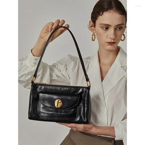 Borse da sera Donne Vintage Simple Spalla Borsa Genuina in pelle Corea Casualmente Casualmente Borsa di lusso Croce di alta qualità di alta qualità