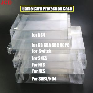 Högtalare JCD 1st Clear Transparent Game Cartridge Box Case CIB Games Plast PET Protector för N64 NES SNES för GB GBA GBC NGPC Switch
