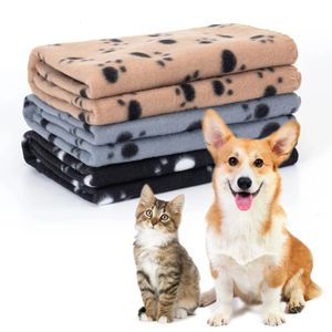 Pet Blanket Super Soft Dog with Cute Paw Print Warm Puppy Mat Bed Cover for Large Dogs Kitten Cat Small Animals 240426