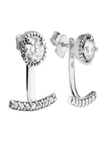 New Authentic 925 Sterling Silver Abstract Elegance Pave Crystal Stud Earrings For Women Earrings Wedding Party Elegant Fine Jewel4001196