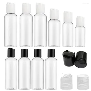 Garrafas de armazenamento 30pcs 30ml 50ml 60ml 100ml Squeezable Plástico recipientes de Pet Clear com tampa de disco para o shampoo de loção para produtos de higiene pessoal de viagem