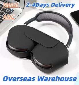 Metallfodral med ANC för AirPods Max hörlurtillbehör Transparent TPU Solid Silicone Waterproof Protective Case Air Pod Maxs Hörlurar headset Cover Case