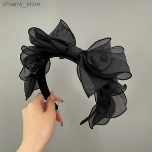 Stirnbänder Haarzubehör für Frauen Head Band Designer Summer Hoop Bows Girl Fashion Korean Lolita 2022 Vintage Fascinator Fairy Y240417