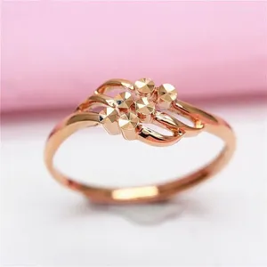 Cluster Rings Unique And Elegant 585 Purple Gold For Women Classic Geometric Three-layer Simple Design Party Fashion Jewelry